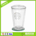 Vaso de vidrio de doble pared con tapa